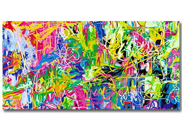 Original multi coloured wall art by Sam Freek Large multi coloured abstract wall art