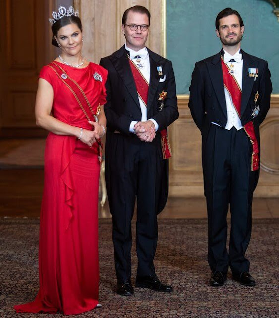Queen Silvia and Crown Princess Victoria wearing the Nine-Prong Tiara and the Connaught Diamond Tiara