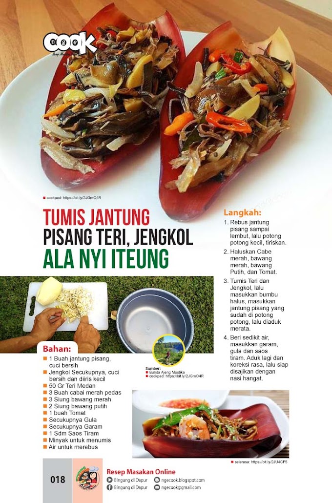 Resep dan Cara Masak Tumis Jantung Pisang Teri Plus Jengkol