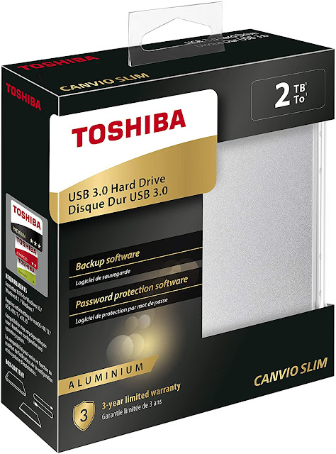 Toshiba 2TB Canvio Slim External USB 3.0 Hard Drive