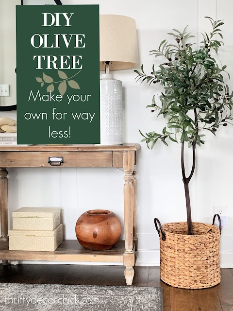 DIY olive tree in basket