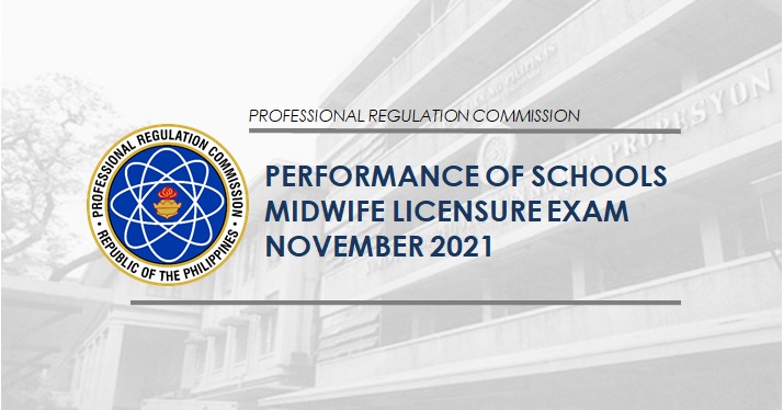 PERFORMANCE OF SCHOOLS: November 2021 Midwives board exam results