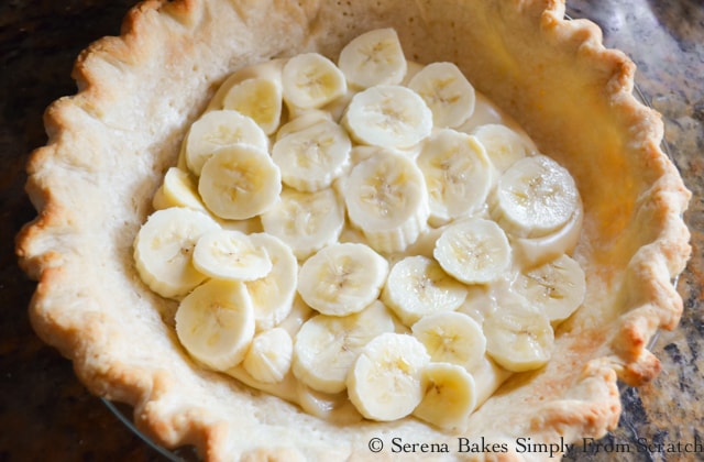 Layer Baked Pie shell with Butterscotch Pudding and Bananas.