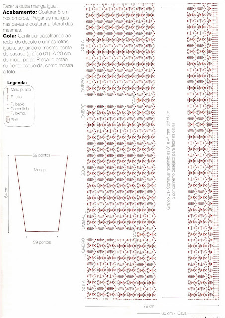 casaco em croche e trico juntos com receitas e graficos em croche com receitas