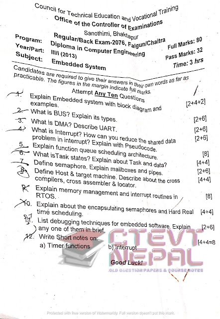 Embedded System - 5th Semester Questions Papers CTEVT | Diploma in ...