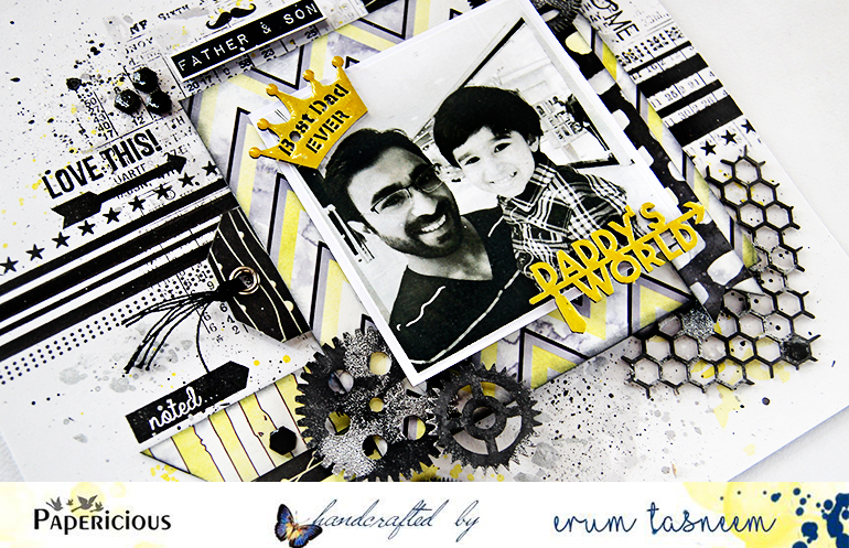 Father and Son layout made using Azealian papers by Papericious - Handmade by Erum Tasneem - @pr0digy0