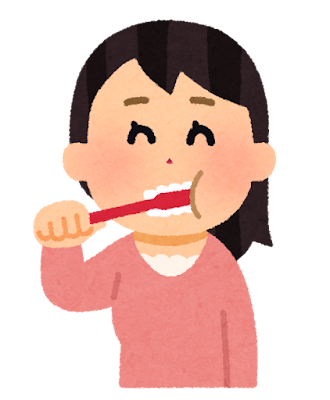 歯を磨いている女性のイラスト