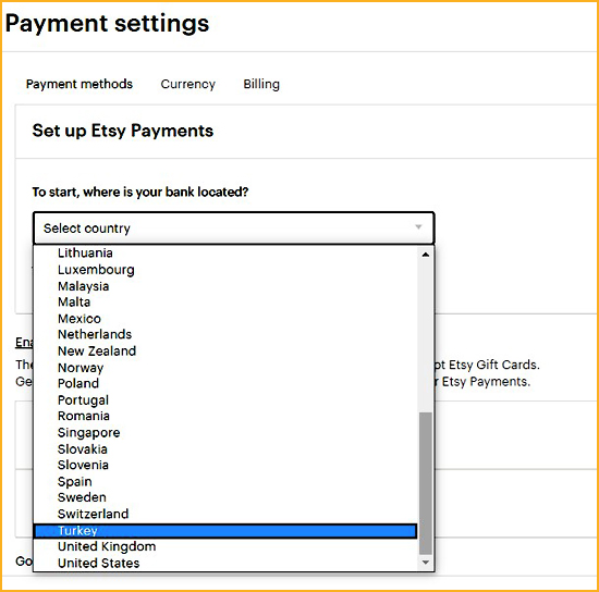 Paylaşım panosu Etsy Payments nedir, nasıl kayıt olunur, kesinti
