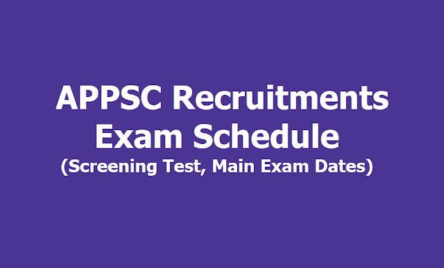 APPSC Various Posts Recruitment Exam Schedule 2019 (Screening Test, Main Exam Dates) APPSC Various Posts Recruitment Exam Schedule 2019 (Screening Test, Main Exam Dates)