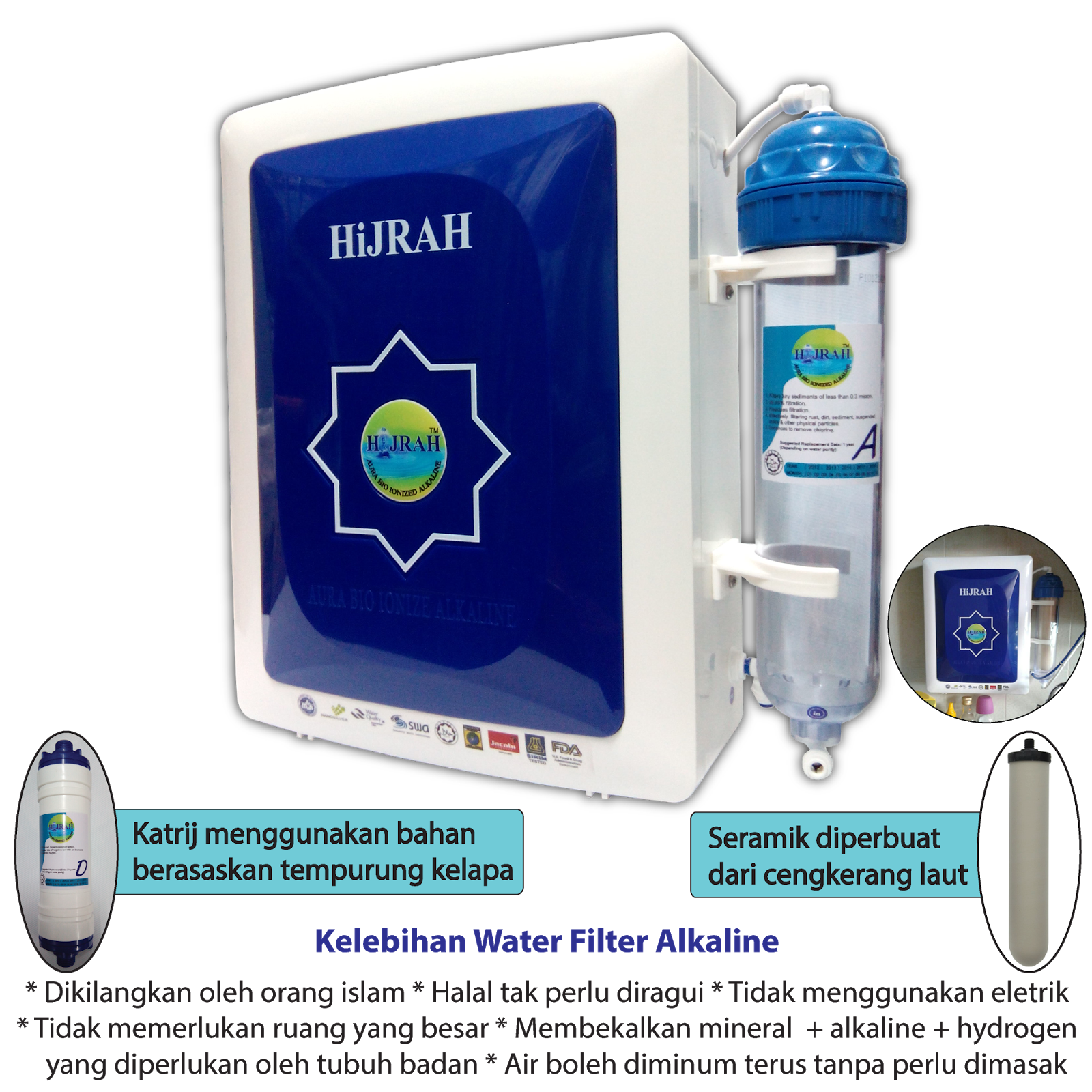 Produk halal HIJRAH Water Filter Alkaline