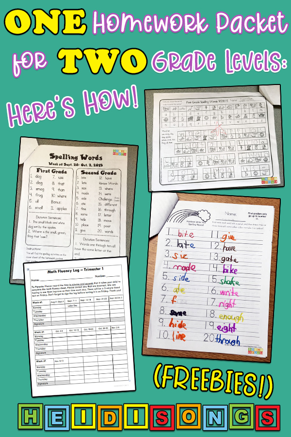 One Homework Packet for Two Grade Levels: Here's How! (Freebies!)