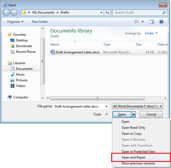 Memperbaiki file word 2010 yang corrupt online Memperbaiki file word 2010 yang corrupt online