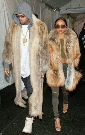 c Photos: Chris Brown and Karrueche step out in matching fur coats