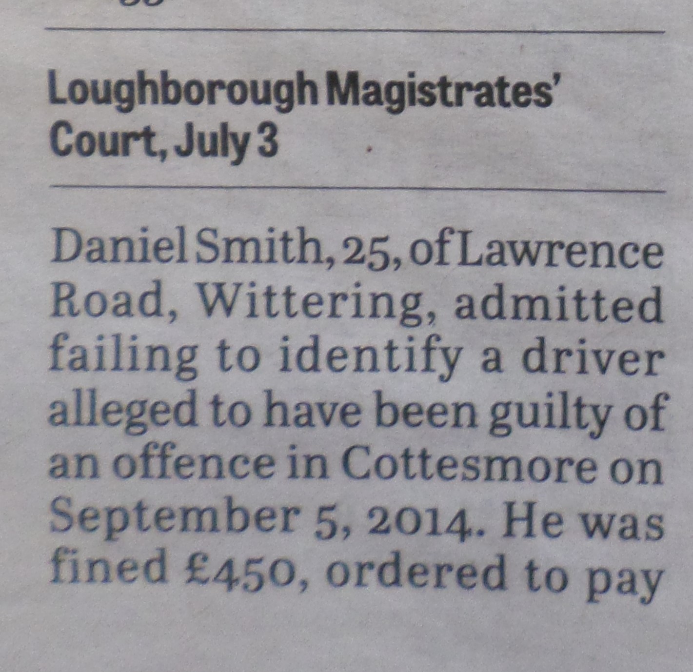 Martin Brookes Oakham Daniel Smith The Olive Branch Clipsham in Court