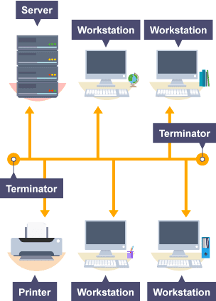 bus network topology and Types of bus network topology