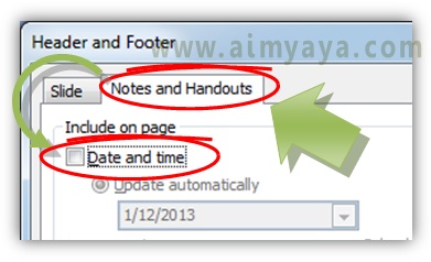  Gambar:  Cara menghilangkan tanggal dan jam dari notes dan handouts  powerpoint 