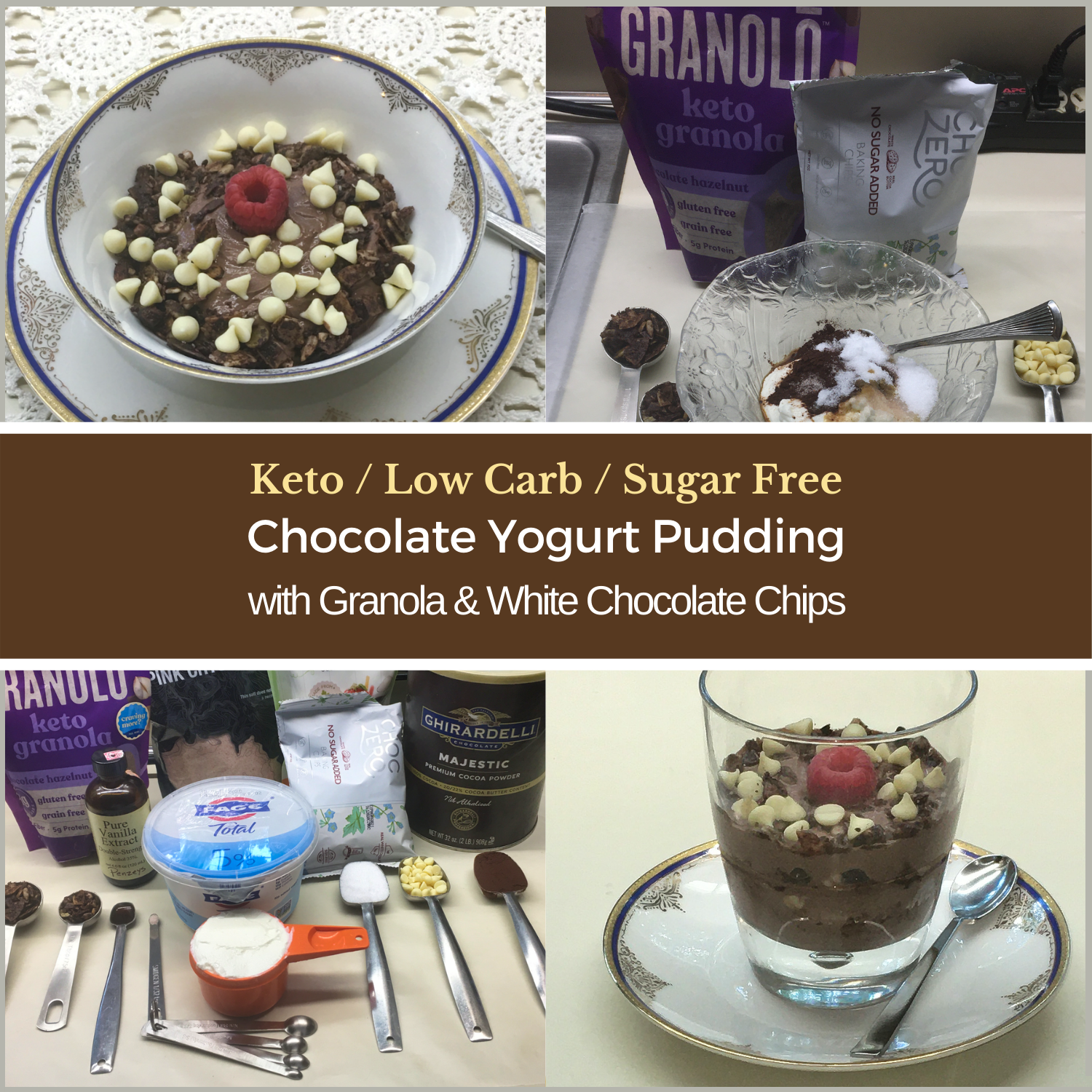 Low Carb Keto Chocolate Yogurt Granola Chip Pudding Recipe
