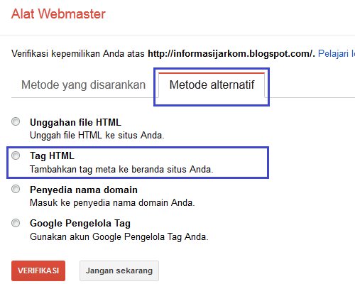 cara mendaftarkan web blog ke google webmaster tool