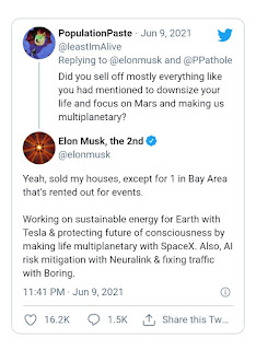 Elon Musk: Tesla's CEO Elon Musk is leaving to sell his only home, ya know?