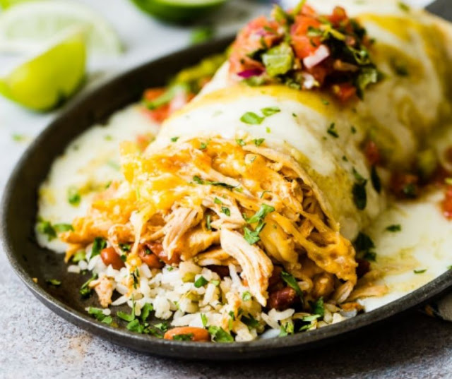 Smothered Honey Lime Chicken Burritos