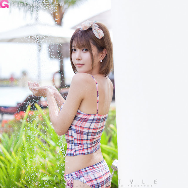 Heo-Yun-Mi-Plaid-Tankini-01-very cute asian girl-girlcute4u.blogspot.com