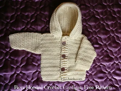 boys cardigan free crochet pattern with hood