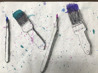 So pleased with our Jim Dine inspired paintbrushes!!! Kids loved the color  additions, 5th grade!!#jimdine #pa…