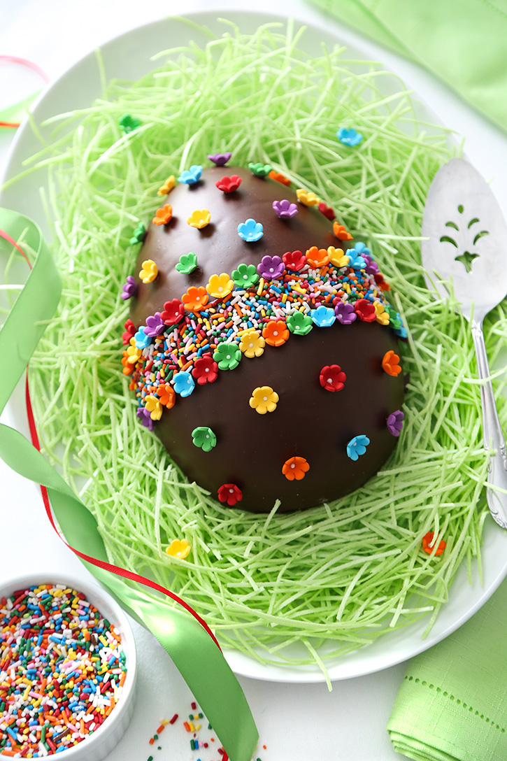 Giant Chocolate Peanut Butter Easter Egg Sprinkle Bakes