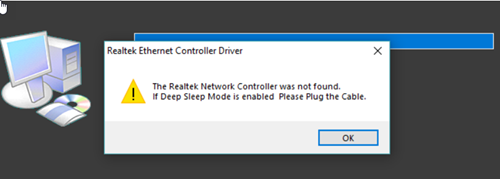 Realtekネットワークコントローラーが見つかりませんでした
