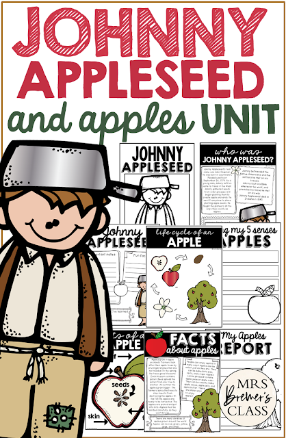 All About Johnny Appleseed and Apples! Perfect activities for the fall season. This educational unit is filled with informational learning charts, graphic organizers, anchor chart headers, and student response pages. It’s fun to learn about Johnny Appleseed and apples during the fall season! Students will enjoy the legend and story behind Johnny Appleseed, and will love to learn the life cycle of a fall favorite…apples!