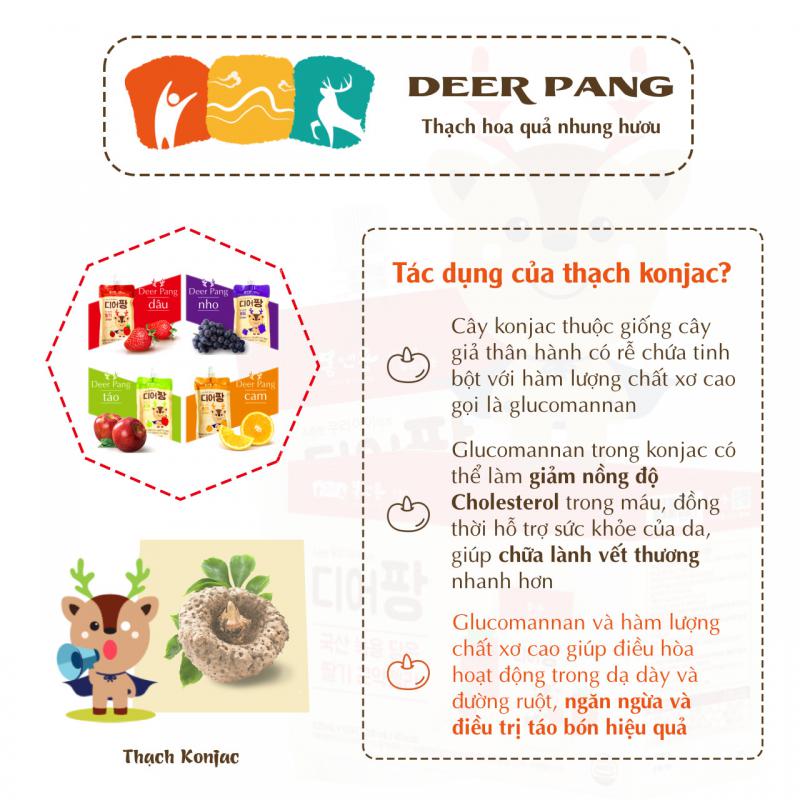 [Combo 5 Túi] - Vị Dâu -Thạch Hoa Quả Nhung Hươu Deer Pang Hàn Quốc (120ml/Túi)