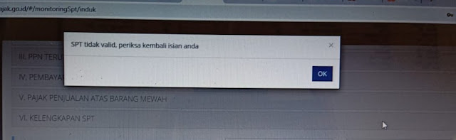 e-Faktur Web Based SPT Tidak Valid periksa kembali isian anda