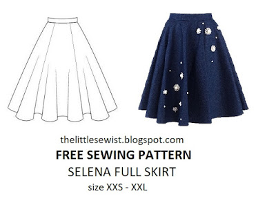 The Little Sewist: Free sewing pattern: 6 paneled full circle skirt pattern
