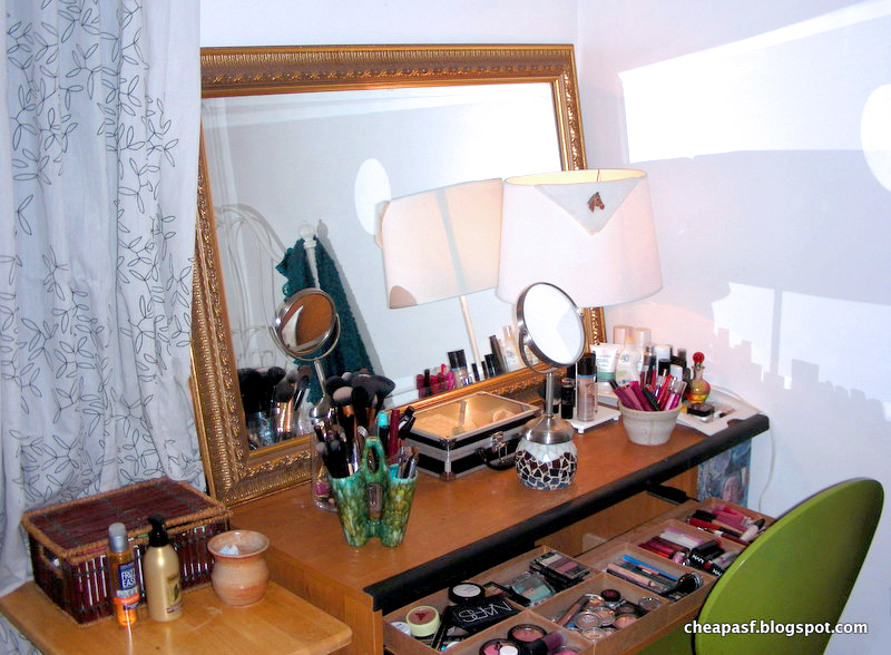 brutally beauty: My makeup storage desk good for small spaces, and not at all pretty)