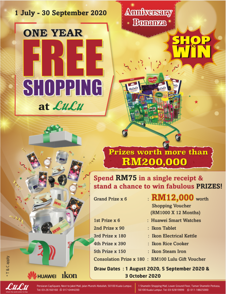 Lulu Hypermarket, Lulu Hypermarket KL, Lulu Hypermarket Shamelin, Rawlins GLAM, Rawlins Shops, Rawlins Lifestyle, Anniversary Bonanza, #LuluShopandWin, #LULUMALAYSIAWORLDFOOD2020, Bonanza