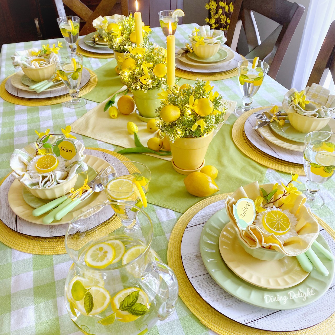 Dining Delight Mother's Day Lemon Themed Tablescape