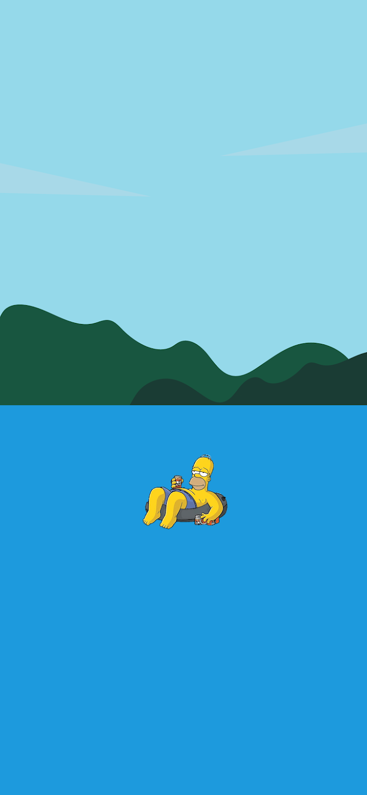 homer simpson relaxing and drinking beer in the pool