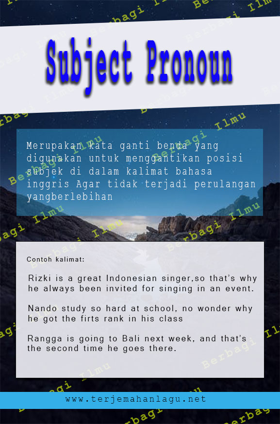 Pengertian Subject Pronoun | 7 Penggunaan Subject Pronoun - Berbagi Ilmu