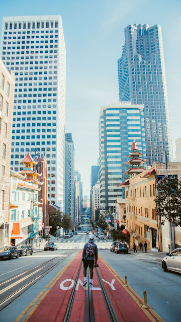 HD wallpaper lonely man, city, street, street, buildings, cars