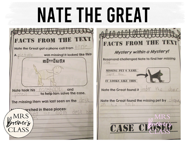 Our class LOVES Nate the Great! Here are some fun Nate the Great book study companion activities to go with the books by Marjorie Weinman Sharmat. Perfect for whole class guided reading, small groups, or individual study packs. Packed with lots of fun literacy ideas and standards based guided reading activities. Common Core aligned. Grades 1-2 #bookstudies #bookstudy #novelstudy #1stgrade #2ndgrade #literacy #guidedreading #natethegreat