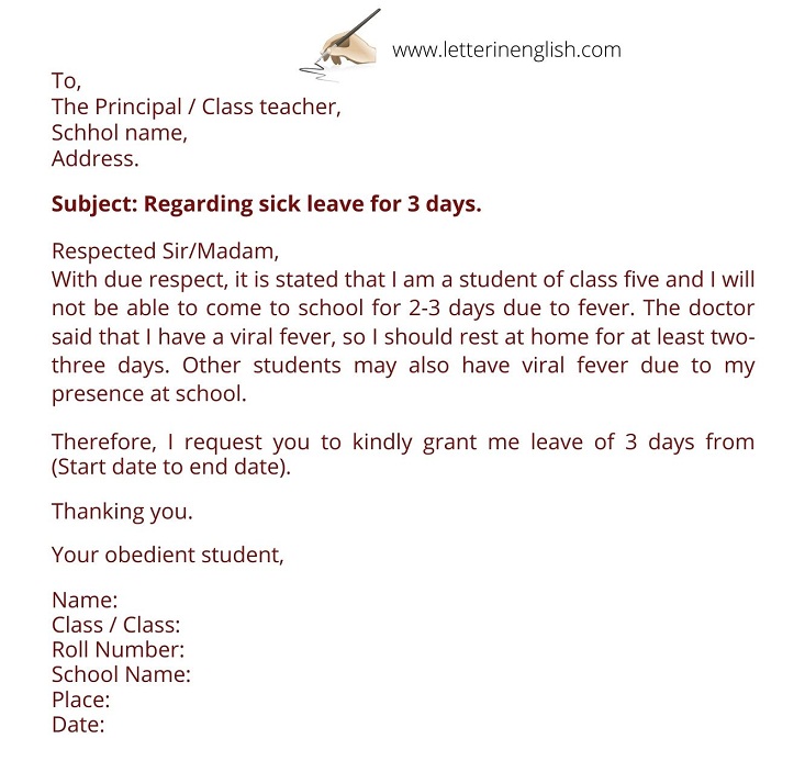Sick leave application letter & email Medical leave letter format