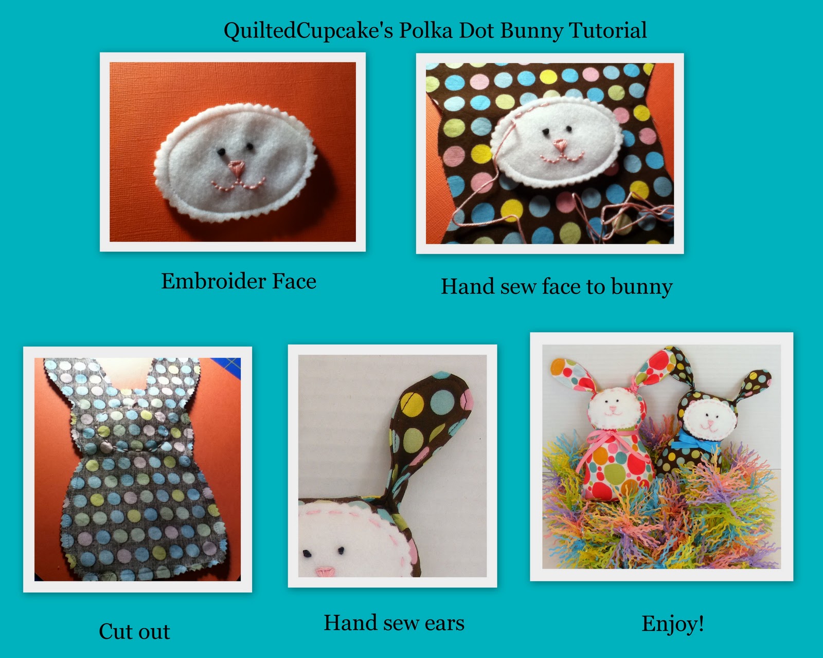 Quilted Cupcake: Free Polka Dot Bunny Tutorial