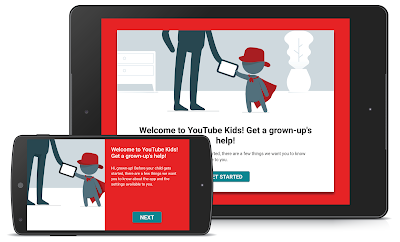 YouTube Kids setup with prompt to get a grownup's help