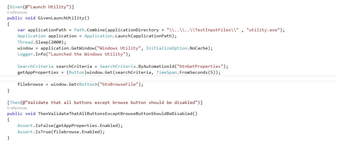 UI automation of Windows Desktop based application using TestStack