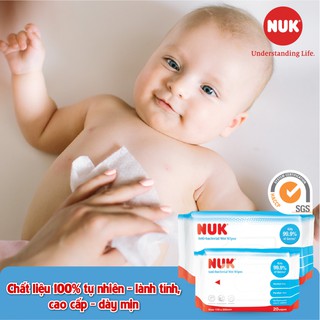 Khăn Ướt Diệt Khuẩn Nuk Không Cồn (20 tờ x 5 gói)