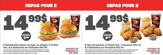 Coupons PFK Québec 2021 | Coupons au Québec
