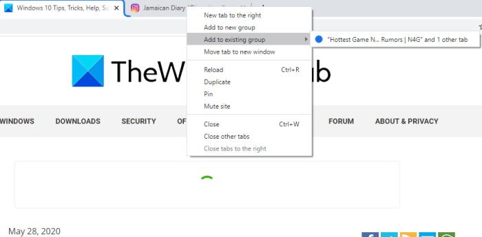 Abilita i gruppi di schede nel browser Chrome