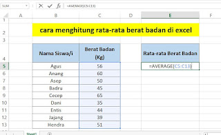 Rumus mencari nilai Rata-rata Berat Badan