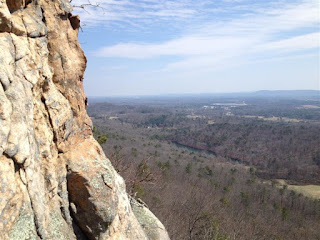 A scenic view taken from a cliff