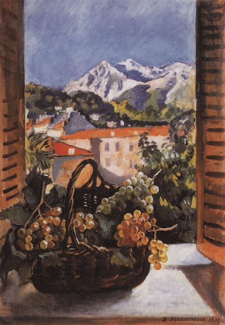Серебрякова Зинаида Евгеньевна - Корзина с виноградом на окне. Ментона. 1931
